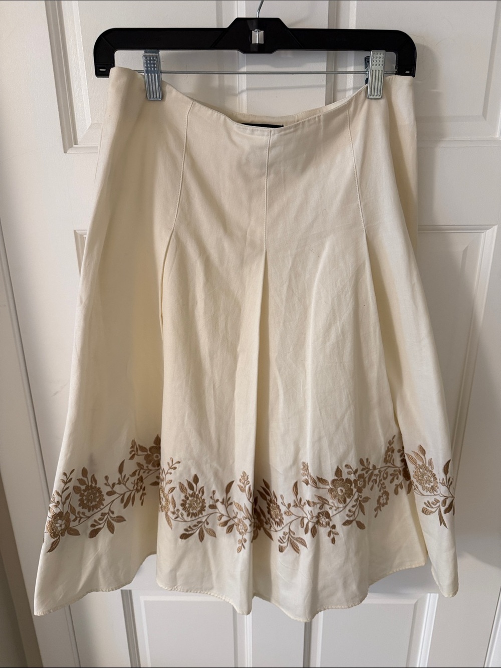 Style & Co. Macy’s Cream Floral Border A-Line Skirt 100% cotton Size 6